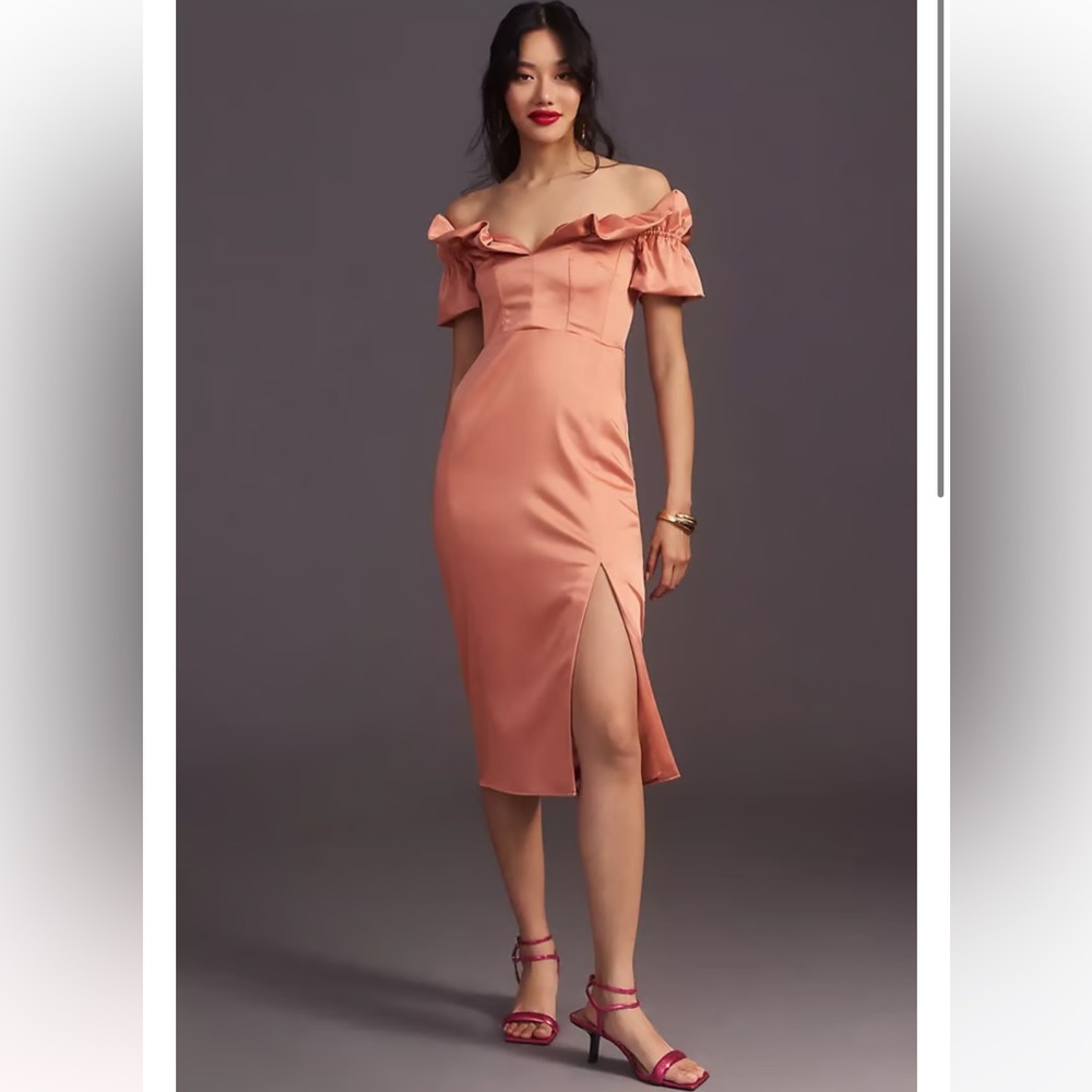 ANTHROPOLOGIE Ruffled Off-The-Shoulder Dress